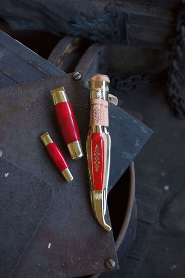 Härmä double knife without blades, red/brass